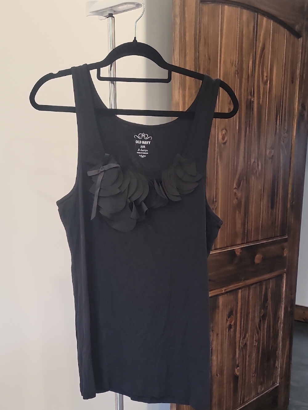 Old Navy Black Floral Accent Tank Top